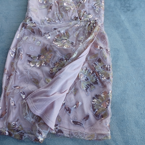 Maniju Sequin Mini Wrap Short Dress - Picture 4 of 9